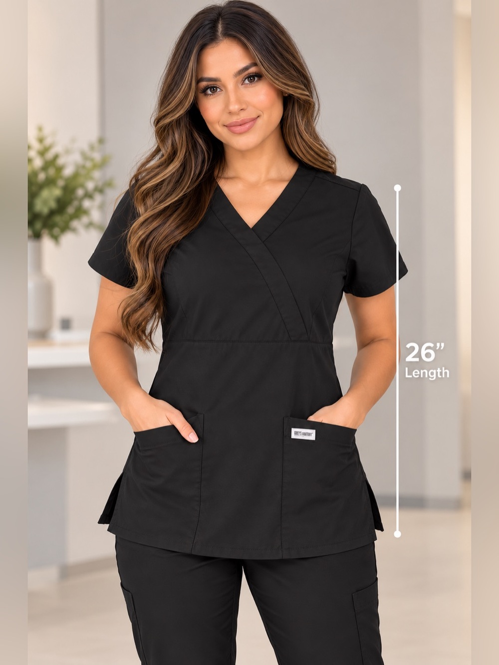 Women's Grey's Anatomy by Barco Black Scrub Top - Size Large
